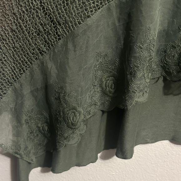 Cupio Olive Green Crochet Layered Tank - Picture 7 of 14